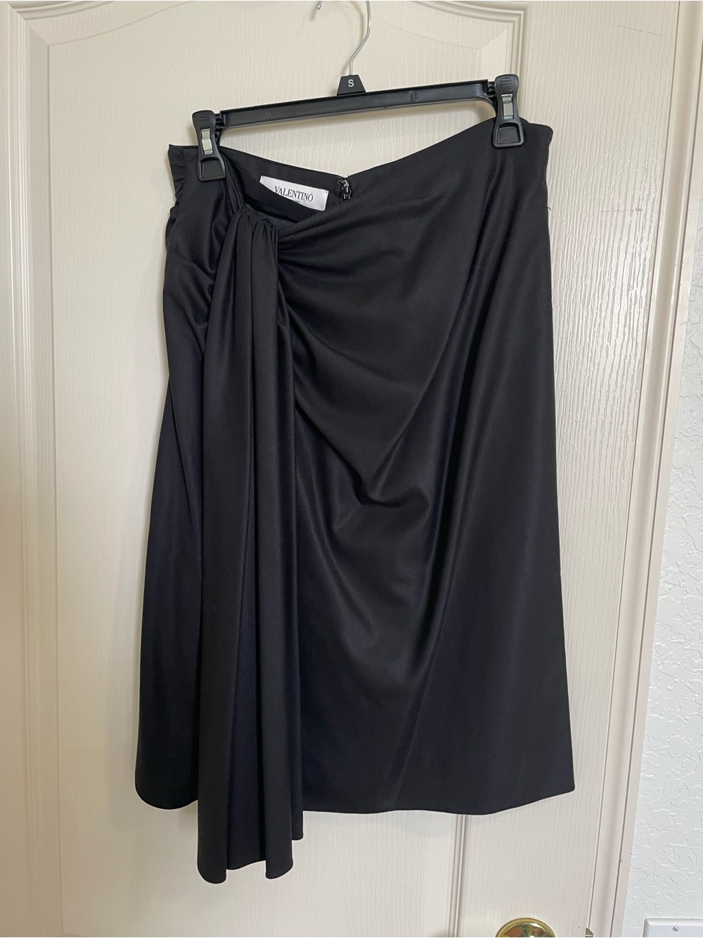 Valentino Black Draped Wool Skirt 10
